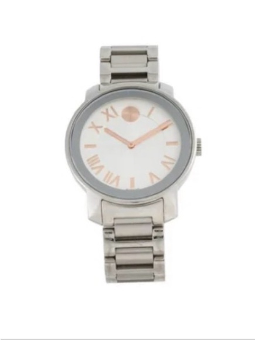 Movado bold Silver Stainless Steel Women's Watch with Rose Gold Accents